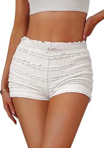 FOMELY Ruffle Shorts Lace Bloomer Shorts with Bow Summer Mini Sexy Bloomers for Women in Saudi Arabia