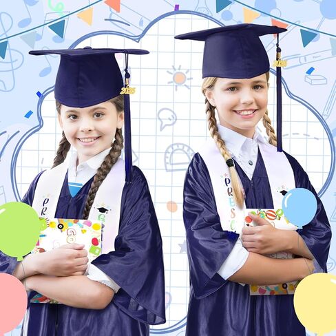 Sureio 6 Pcs Kindergarten Preschool Graduation Cap and Gown with 2025 Tassel Graduation Stole Certificate for Toddler Kids in Kuwait