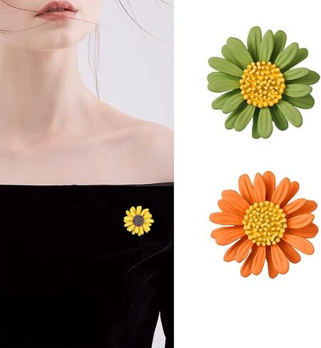 Colorful Daisy Sunflower Brooch Pins - Bohemian Style Flower Lapel Pins Badge Dress Neckline Pin for Women Girls in Saudi Arabia