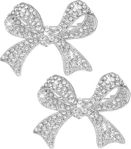 Bow Brooch Pin for Women，bling Rhinestones Brooches Pins，Vinage Sparkly Bow pins for Lapel，intage Crystal Large Bowknot Brooches，dress pin，rhinestone pins，Bow Jewelry in Saudi Arabia