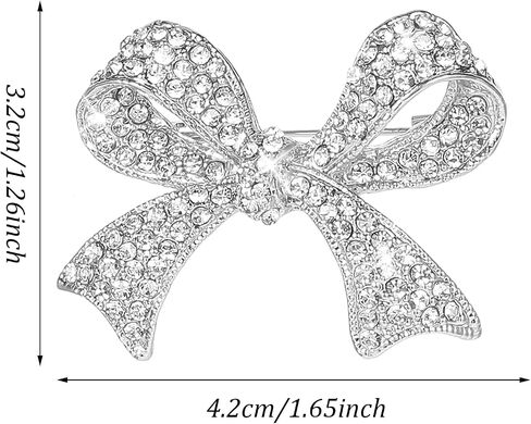 Bow Brooch Pin for Women，bling Rhinestones Brooches Pins，Vinage Sparkly Bow pins for Lapel，intage Crystal Large Bowknot Brooches，dress pin，rhinestone pins，Bow Jewelry in Saudi Arabia
