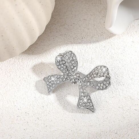 Bow Brooch Pin for Women，bling Rhinestones Brooches Pins，Vinage Sparkly Bow pins for Lapel，intage Crystal Large Bowknot Brooches，dress pin，rhinestone pins，Bow Jewelry in Saudi Arabia