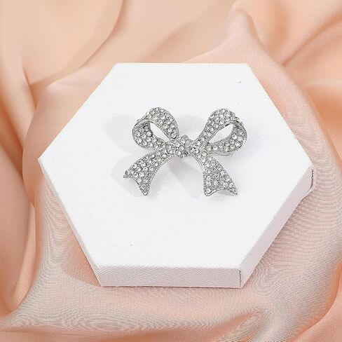 Bow Brooch Pin for Women，bling Rhinestones Brooches Pins，Vinage Sparkly Bow pins for Lapel，intage Crystal Large Bowknot Brooches，dress pin，rhinestone pins，Bow Jewelry in Saudi Arabia