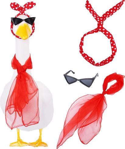 3 Pcs Porch Goose Outfit Set for 23'' 17'' Cement Goose Costume 50s Scarf Sunglasses for Party Outdoor Patio Decor in Saudi Arabia
