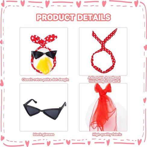 3 Pcs Porch Goose Outfit Set for 23'' 17'' Cement Goose Costume 50s Scarf Sunglasses for Party Outdoor Patio Decor in Saudi Arabia
