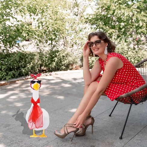 3 Pcs Porch Goose Outfit Set for 23'' 17'' Cement Goose Costume 50s Scarf Sunglasses for Party Outdoor Patio Decor in Saudi Arabia