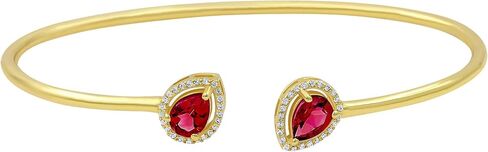 Emerald Ruby الياقوت 14K سوار الكفة المطلي بالذهب مع الماس محاكاة | فتح هدايا سوار الكفة للأم | 14K سوار الكفة المصنوع من الذهب الأصفر | هدايا لها in Kuwait