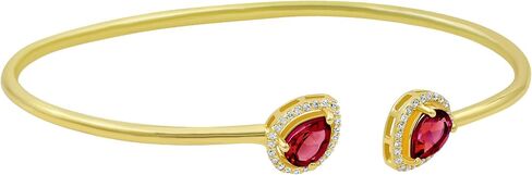 Emerald Ruby الياقوت 14K سوار الكفة المطلي بالذهب مع الماس محاكاة | فتح هدايا سوار الكفة للأم | 14K سوار الكفة المصنوع من الذهب الأصفر | هدايا لها in Kuwait