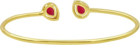 Emerald Ruby الياقوت 14K سوار الكفة المطلي بالذهب مع الماس محاكاة | فتح هدايا سوار الكفة للأم | 14K سوار الكفة المصنوع من الذهب الأصفر | هدايا لها in Kuwait