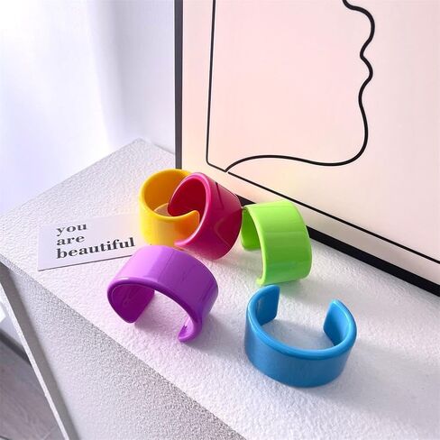 Acrylic Open Cuff Bangle Colorful Resin Chunky Thick Thin Wide Bracelet Plastic Bracelet for Women Jewelry in Kuwait