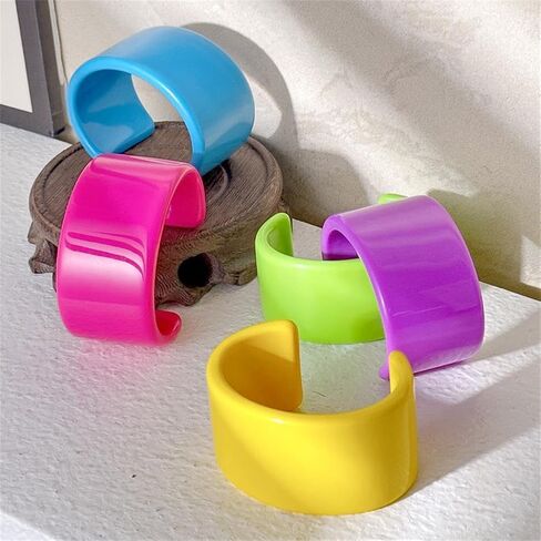 Acrylic Open Cuff Bangle Colorful Resin Chunky Thick Thin Wide Bracelet Plastic Bracelet for Women Jewelry in Kuwait
