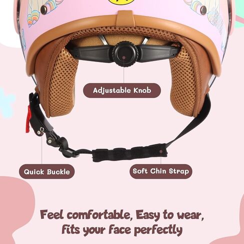 Kids 3/4 Open Face Hace-stycle Beachs for 4-15 years ، Houth Child Bike Bike ATV ATV ، خوذات نصف خفيفة الوزن للدراجة الكهربائية فيسبا غو كارت 4 ويلر ، معتمدة in Kuwait
