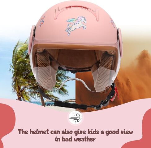 Kids 3/4 Open Face Hace-stycle Beachs for 4-15 years ، Houth Child Bike Bike ATV ATV ، خوذات نصف خفيفة الوزن للدراجة الكهربائية فيسبا غو كارت 4 ويلر ، معتمدة in Kuwait