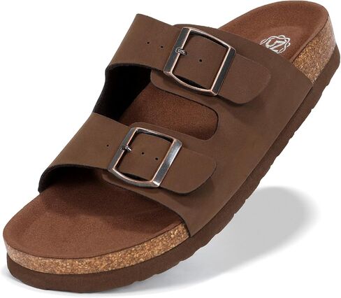 YZ Women's Cork Footbed Sandals Open Toe Slippers Adjustable Buckle Flat Sandals + Comfort Slip-On Shoes in Kuwait