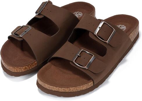 YZ Women's Cork Footbed Sandals Open Toe Slippers Adjustable Buckle Flat Sandals + Comfort Slip-On Shoes in Kuwait