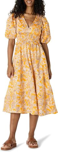 Amazon Essentials Women's Cotton Cotton Sateen Sateen Sleeve Midi Dress in Kuwait