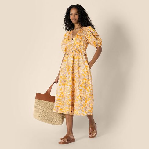 Amazon Essentials Women's Cotton Cotton Sateen Sateen Sleeve Midi Dress in Kuwait