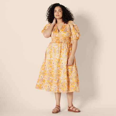 Amazon Essentials Women's Cotton Cotton Sateen Sateen Sleeve Midi Dress in Kuwait