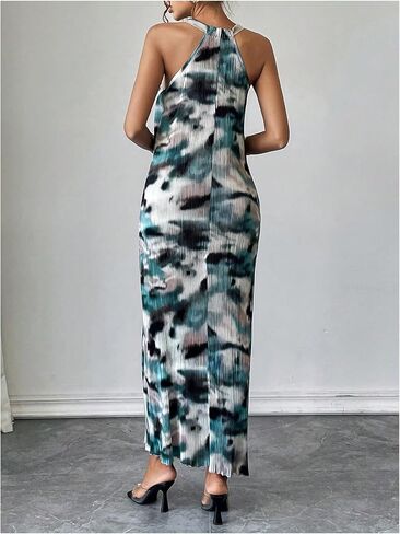 Verdusa Women's Casual Pleated Sleeveless Halter Dress Summer A Line Long Dress in Saudi Arabia