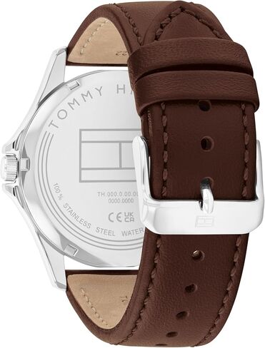 Tommy Hilfiger Men's 3-Hand Quartz Watch – 42mm Case, Leather Strap, 3 ATM Water Resistant, Modern Everyday Timepiece, Gift for Him in Saudi Arabia