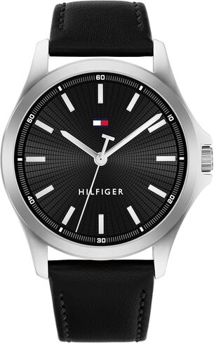 Tommy Hilfiger Men's 3-Hand Quartz Watch – 42mm Case, Leather Strap, 3 ATM Water Resistant, Modern Everyday Timepiece, Gift for Him in Saudi Arabia