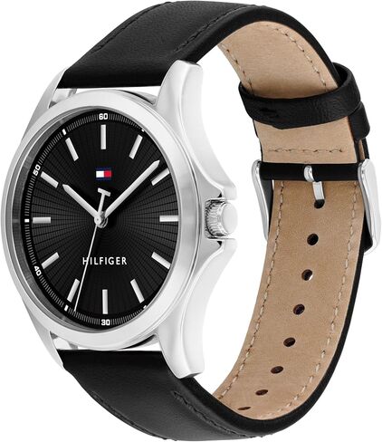Tommy Hilfiger Men's 3-Hand Quartz Watch – 42mm Case, Leather Strap, 3 ATM Water Resistant, Modern Everyday Timepiece, Gift for Him in Saudi Arabia
