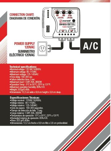 Voltage Surge Protector for AIR Conditioner Inverter 115V – 50/60Hz Single Phase (EW-V015-120) in Saudi Arabia
