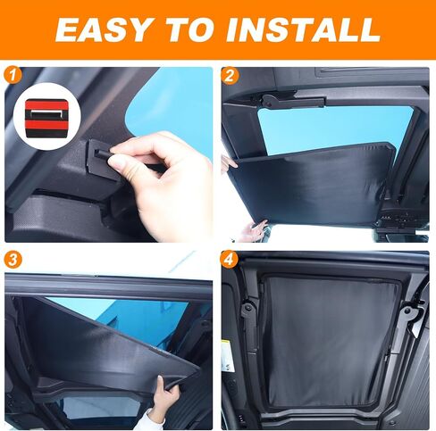 for Hummer EV Accessories 4 Top Glass Sunroof Sun Shade,No Gaps No-Sagging Hummer EV Sunshade Roof Heat Insulation Foldable Reflective UV for Hummer EV Pickup SUV 2024-2025 (Interior Black) in Kuwait
