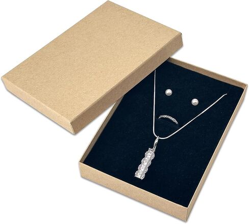 TheDisplayGuys - 24-Pack Cardboard Kraft Paper Jewelry Gift Boxes w. Velvet Padding - Necklace/Pendant - Matte Black - #33 (3.5" x 3.5" x 1.0") in Saudi Arabia