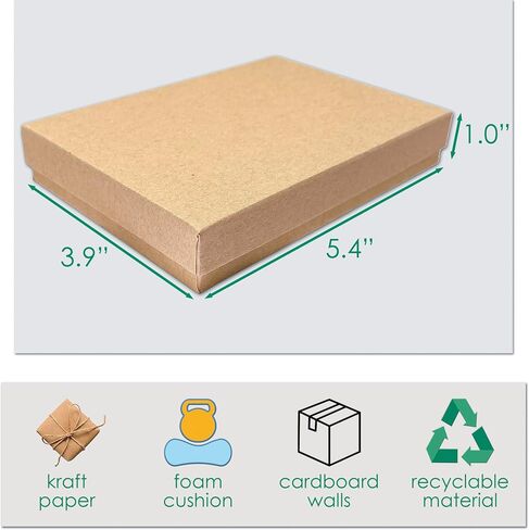 TheDisplayGuys - 24-Pack Cardboard Kraft Paper Jewelry Gift Boxes w. Velvet Padding - Necklace/Pendant - Matte Black - #33 (3.5" x 3.5" x 1.0") in Saudi Arabia