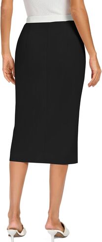 Kate Kasin Womens Business Pencil Skirt Elastic High Waist Below Knee Bodycon Casual Midi Skirt with Slit 2025 in Saudi Arabia
