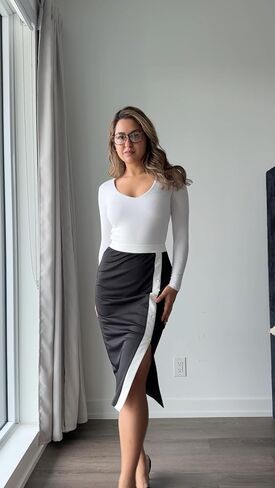 Kate Kasin Womens Business Pencil Skirt Elastic High Waist Below Knee Bodycon Casual Midi Skirt with Slit 2025 in Saudi Arabia