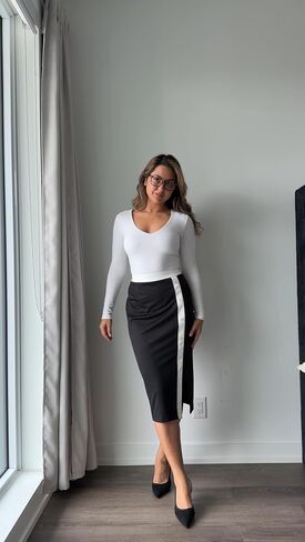 Kate Kasin Womens Business Pencil Skirt Elastic High Waist Below Knee Bodycon Casual Midi Skirt with Slit 2025 in Saudi Arabia