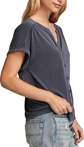 Lucky Brand Women's Sandwash Short Sleeve Button Front Top in Saudi Arabia