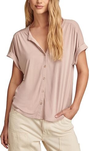Lucky Brand Women's Sandwash Short Sleeve Button Front Top in Saudi Arabia
