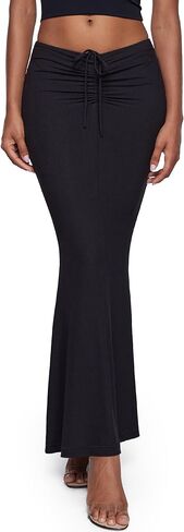 INLYRIC Women's High Waist Long Maxi Skirts Floor Length Stretchy Fitted Ruched Lounge Skirt in Saudi Arabia