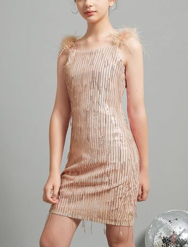 Exarus Girls Sequin Fringe Drage Farmling شرابة بلا أكمام in Kuwait