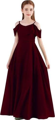 Chiffon Junior Bridesmaid Dress for Wedding Off The Shoulder Ruffles Flower Girl Dresses A-Line Pageant Gown in Saudi Arabia