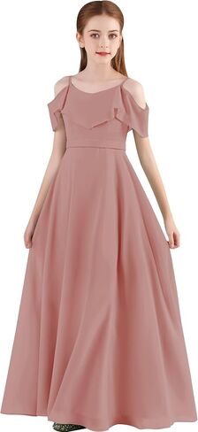 Chiffon Junior Bridesmaid Dress for Wedding Off The Shoulder Ruffles Flower Girl Dresses A-Line Pageant Gown in Saudi Arabia