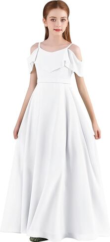 Chiffon Junior Bridesmaid Dress for Wedding Off The Shoulder Ruffles Flower Girl Dresses A-Line Pageant Gown in Saudi Arabia