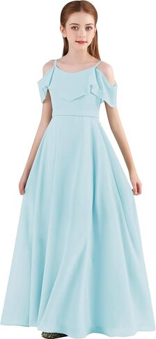 Chiffon Junior Bridesmaid Dress for Wedding Off The Shoulder Ruffles Flower Girl Dresses A-Line Pageant Gown in Saudi Arabia