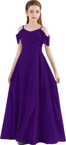 Chiffon Junior Bridesmaid Dress for Wedding Off The Shoulder Ruffles Flower Girl Dresses A-Line Pageant Gown in Saudi Arabia