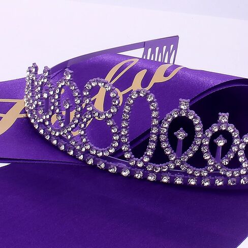 80th Birthday Sash and Tiara - Purple Tiara, 80th Birthday Gifts for Women, Decorations in Saudi Arabia
