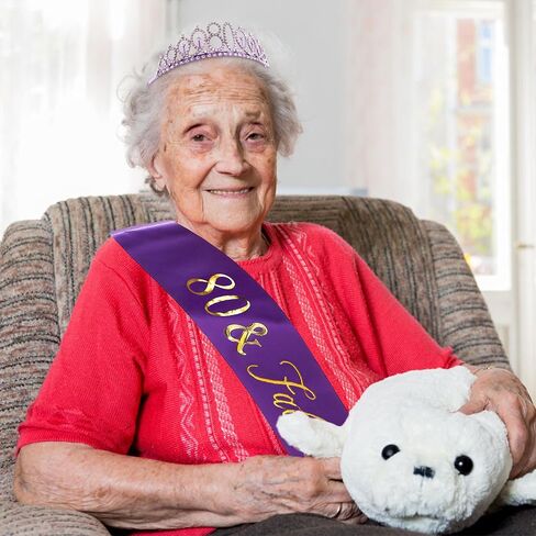 80th Birthday Sash and Tiara - Purple Tiara, 80th Birthday Gifts for Women, Decorations in Saudi Arabia