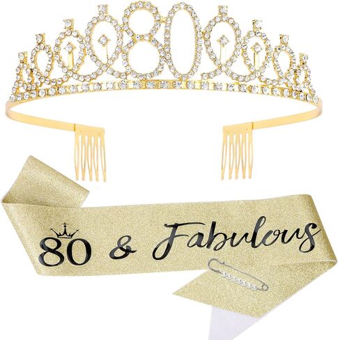 80th Birthday Sash and Tiara - Purple Tiara, 80th Birthday Gifts for Women, Decorations in Kuwait