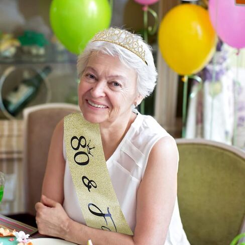 80th Birthday Sash and Tiara - Purple Tiara, 80th Birthday Gifts for Women, Decorations in Kuwait