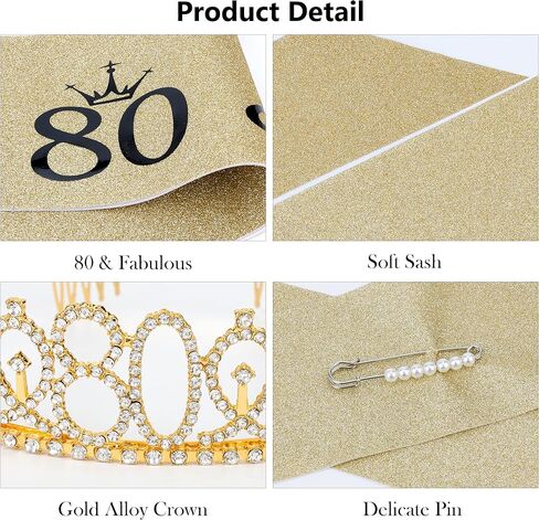 80th Birthday Sash and Tiara - Purple Tiara, 80th Birthday Gifts for Women, Decorations in Kuwait