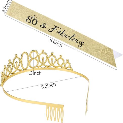 80th Birthday Sash and Tiara - Purple Tiara, 80th Birthday Gifts for Women, Decorations in Kuwait