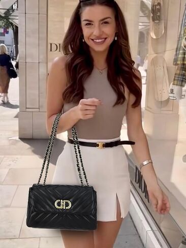 GLITZALL Small Quilted Crossbody Bag for Women Trendy Designer Shoulder Purse and Handbags with Chain Strap in Saudi Arabia