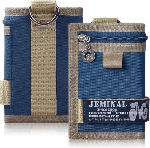محفظة Jeminal Trifold للرجال Canvas Outdoor Sports Wallet مع فتحات بطاقات متعددة ونافذة معرف أزرق in Kuwait